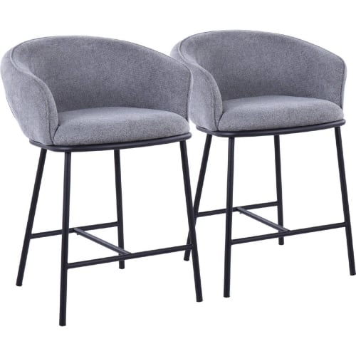 Ashland Counter Stool in Black Steel & Grey Fabric (Set of 2)